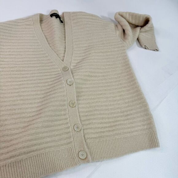 Theory Sweater Cardigan Womens Large Cream Ivory Paramour Merino Wool Yak Blend - Picture 4 of 10